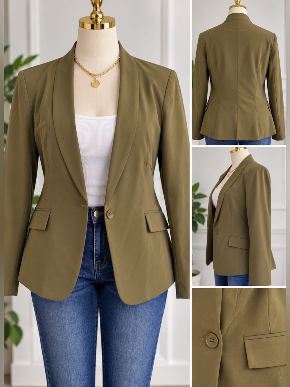 Fashion Nova 3X Olive Green Stretch Blazer Open Front Jacket